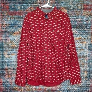 American Eagle mens maroon black white geometric Classic fit button shirt XL EUC